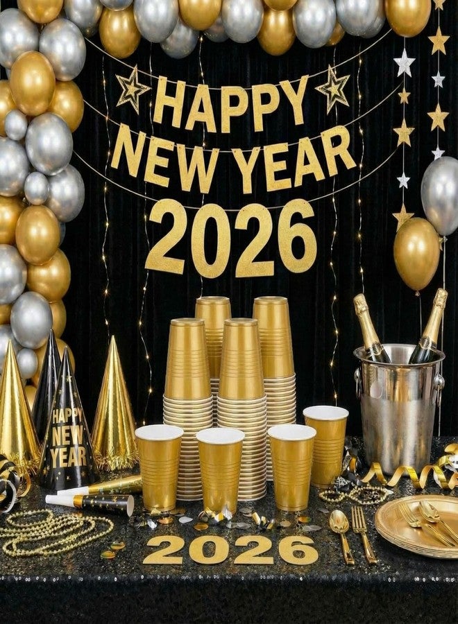 Pickmesh 50 Pack 12 oz Plastic Cups Valentine Disposable Cup Bulk for Valentine's Day Wedding Birthday Baby Shower New Year's Day Halloween and Festive Celebration Party Supplies(Gold) - Image 4